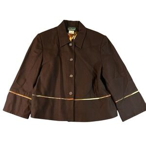Vintage Harve Benard by Benard Holtzman Brown Wool Coat Blazer Womens Petite 14P